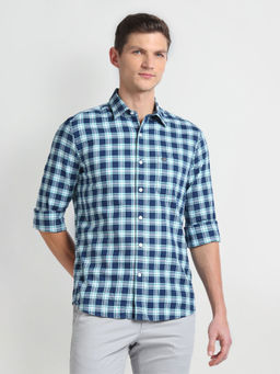 Arrow Sports - Blue Tartan Check Cotton Casual Shirt