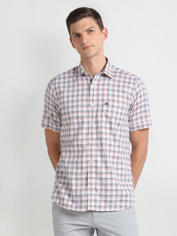 Arrow Sports - Orange Tartan Check Regular Fit Casual Shirt