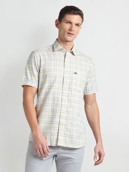 Arrow Sports - Yellow Tartan Check Pure Cotton Casual Shirt