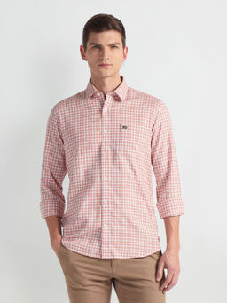 Arrow Sports - Pink Manhattan Slim Fit Check Casual Shirt