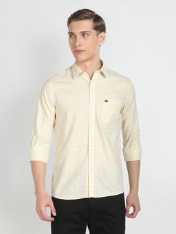 Arrow Sports - Yellow Spread Collar Tartan Check Casual Shirt