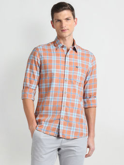 Arrow Sports - Orange Manhattan Slim Fit Cotton Casual Shirt