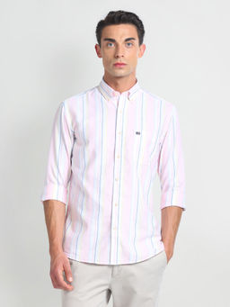 Arrow Sports - Pink Button Down Collar Slim Casual Shirt