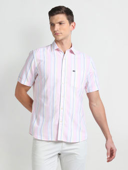 Arrow Sports - Pink Vertical Stripe Dobby Casual Shirt