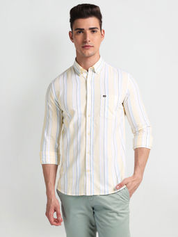Arrow Sports - Yellow vertical Stripe Oxford Casual Shirt
