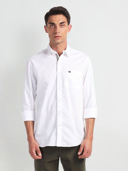 Arrow Sports - White Pure Cotton Slim Fit Casual Shirt