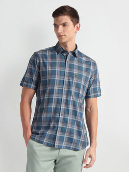 Arrow Sports - Blue Tartan Check Twill Casual Shirt