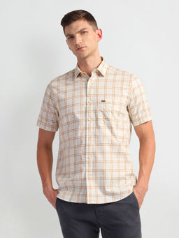 Arrow Sports - Beige Spread Collar Liberty Classic Fit Casual Shirt