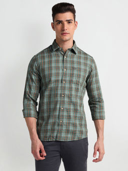 Arrow Sports - Green Tartan Check Twill Casual Shirt