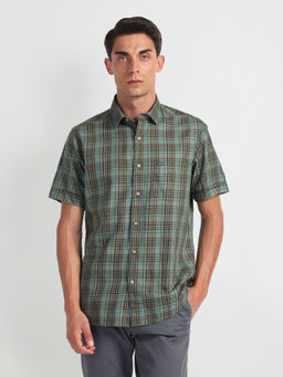 Arrow Sports - Green Pure Cotton Tartan Casual Shirt