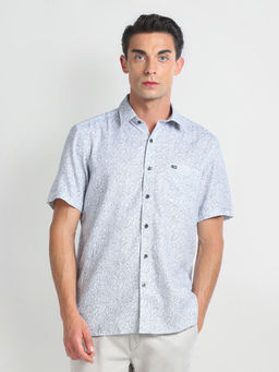 Arrow Sports - Grey Printed Cotton Dobby Casual Shirt