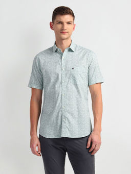 Arrow Sports - Green Spread Collar Liberty Classic Fit Casual Shirt