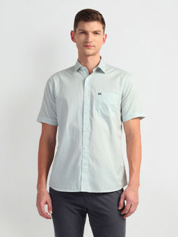 Arrow Sports - Green Spread Collar Liberty Classic Fit Casual Shirt