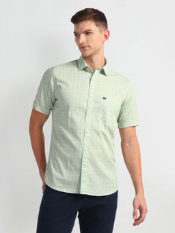 Arrow Sports - Green Spread Collar Manhattan Slim Fit Casual Shirt
