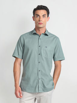 Arrow Sports - Green Cutaway Collar Pure Cotton Casual Shirt