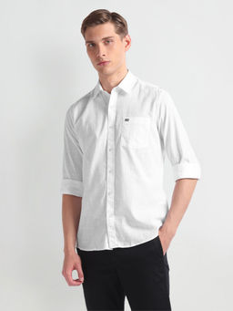 Arrow Sports - White Slim Fit Oxford Casual Shirt