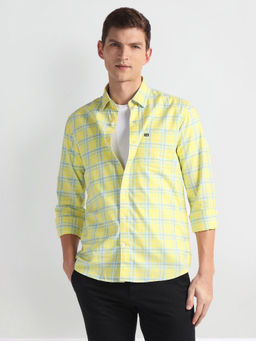 Arrow Sports - Yellow Manhattan Slim Fit Tartan Check Casual Shirt