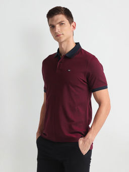 Arrow Sports - Red Tipped Collar Solid Polo T-Shirt