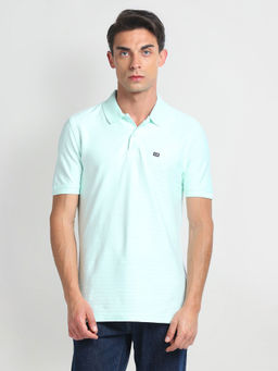 Arrow Sports - Green Compact Cotton Stripes Polo T-Shirt