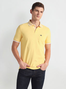 Arrow Sports - Yellow Tipped Collar Solid Polo T-Shirt