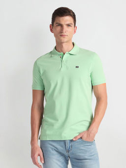Arrow Sports - Green Patterned Collar Solid Polo T-Shirt