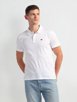 Arrow Sports - White Tonal Stripe Logo Polo T-Shirt