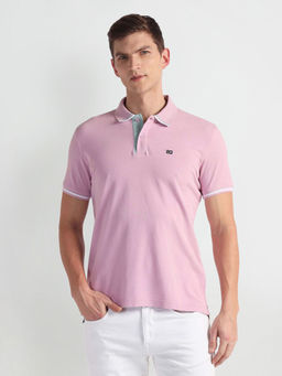 Arrow Sports - Pink Tipped Collar Solid Polo T-Shirt