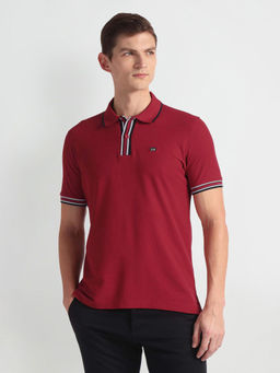Arrow Sports - Red Tipped Collar Solid Polo T-Shirt
