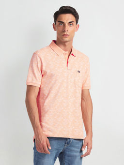 Arrow Sports - Orange Tropical Print Regular Polo T-Shirt