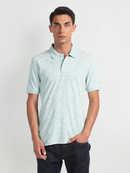 Arrow Sports - Green Tropical Print Regular Polo T-Shirt