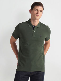 Arrow Sports - Green Solid Logo Polo T-Shirt