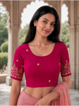 Rajnandini - Women's Pink Embroidered Readymade Blouse