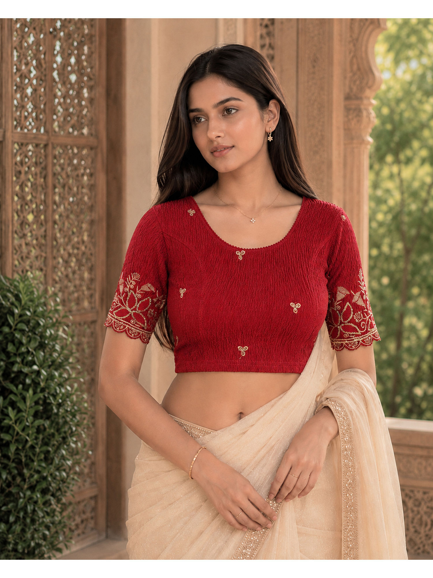 rajnandini Women's Red Embroidered Readymade Blouse-picture-23