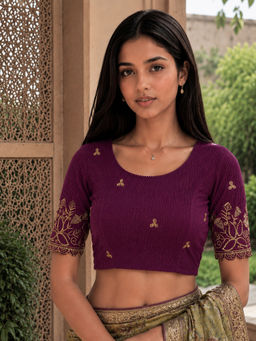 Rajnandini - Women's Wine Embroidered Readymade Blouse