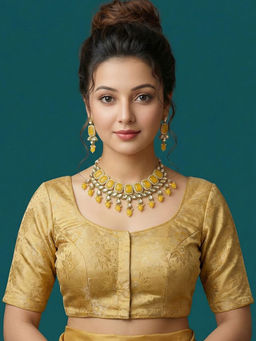 Niraha - Gold Satin Brocade Blouse