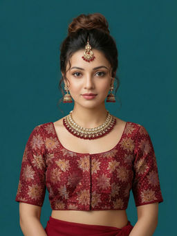Niraha - Maroon Satin Brocade Blouse