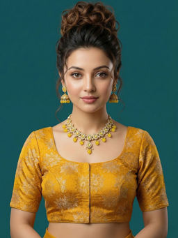 Niraha - Mustard Satin Brocade Blouse
