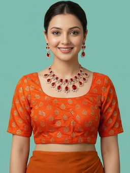 Niraha - Orange Brocade Designer Blouse