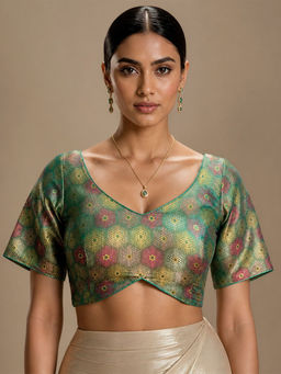 Niraha - Women Readymade Green Saree Blouse