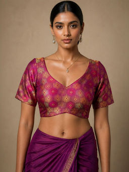 Niraha - Women Magenta Readymade Saree Blouse