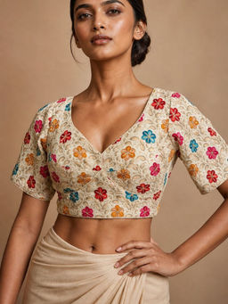 Niraha - Women White Readymade Saree Blouse