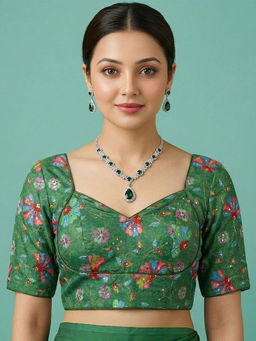 Niraha - Women Green Sweetheart Sleeveless Party Wear Blouse
