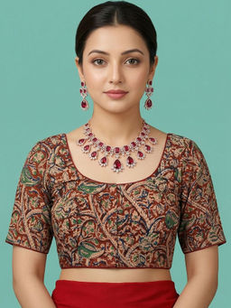 Niraha - Women Readymade Maroon Saree Blouse
