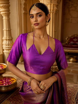 Niraha - Women Purple Readymade Saree Blouse