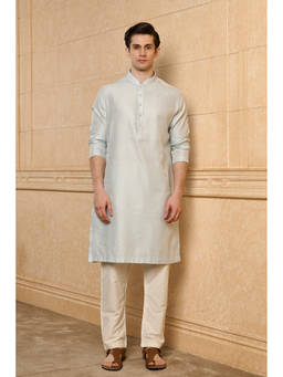TASVA - Blue Polyviscose Full Sleeves Embroidered Kurta With Pyjama