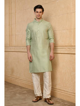 TASVA - Green Polyviscose Full Sleeves Embroidered Kurta With Pyjama