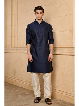 TASVA - Blue Polyviscose Full Sleeves Embroidered Kurta With Pyjama