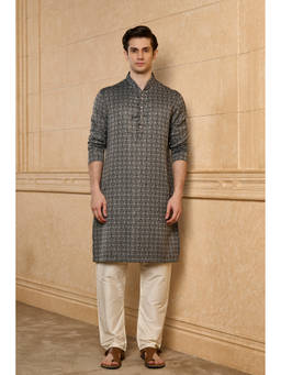 TASVA - Black Polyviscose Full Sleeves Printed Kurta