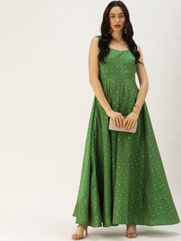 Ethnovog - Ready To Wear Green Taffeta Gown