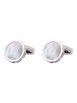The Tie Hub - Mb Round Mop Silver Cufflinks